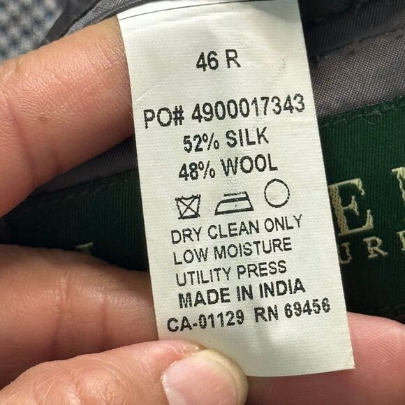 Lauren Ralph Lauren Blazer Sport Coat Mens 46R Gray Silk Wool Jacket - Picture 9 of 9